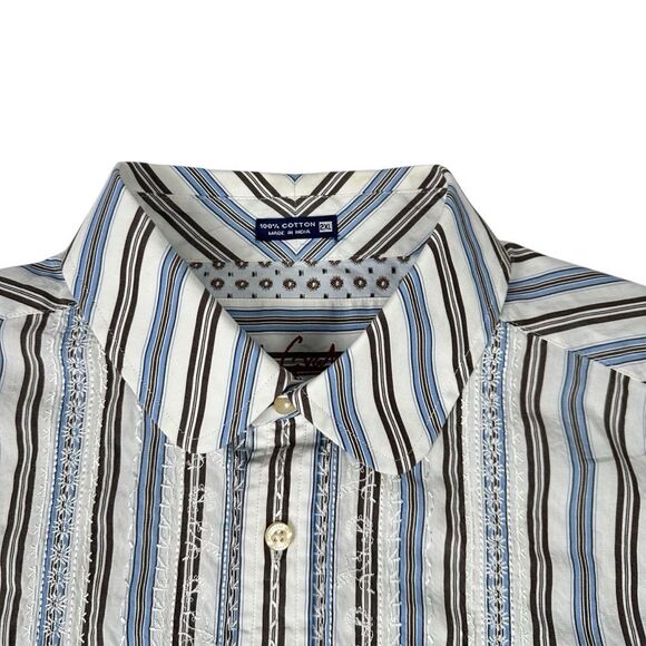Robert Graham Long Sleeve Button Up Shirt Blue Striped Floral Mens 2XL - Picture 3 of 9